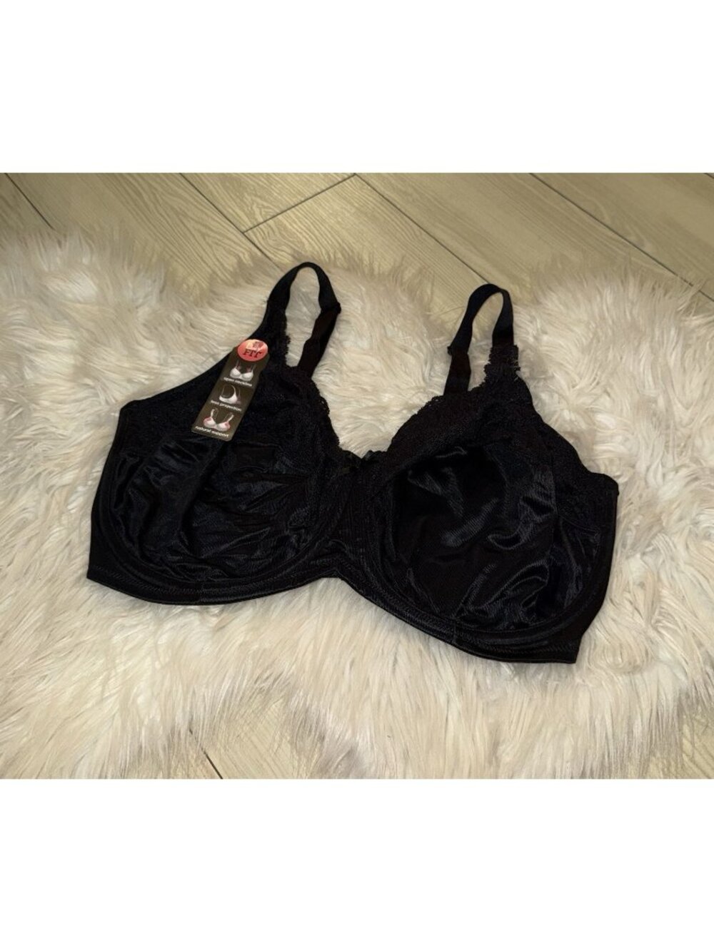Lilyette 0428 Comfort Lace Minimizer Bra Unlined UW Womens 40DDD Black New Nwt